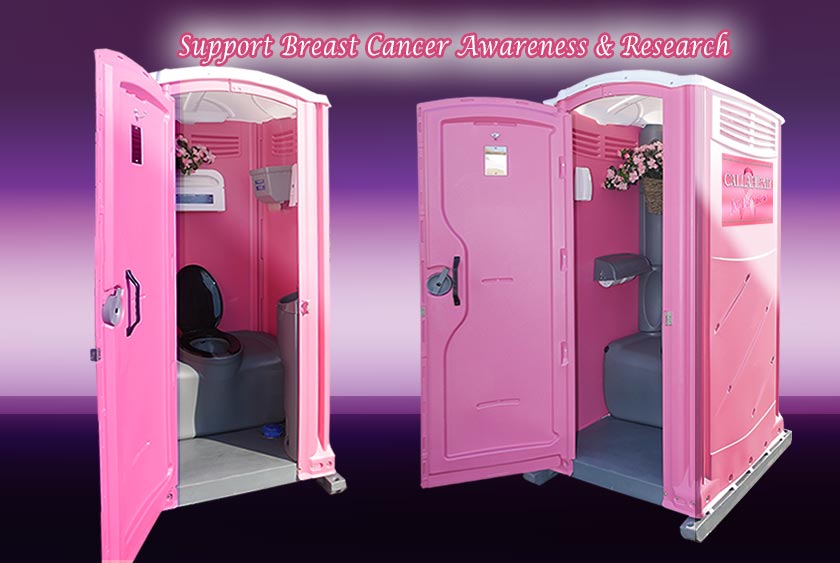 THE PINK RIBBON PORTABLE RESTROOM SUPPORTS BREAST CANCER AWARENESS AND RES