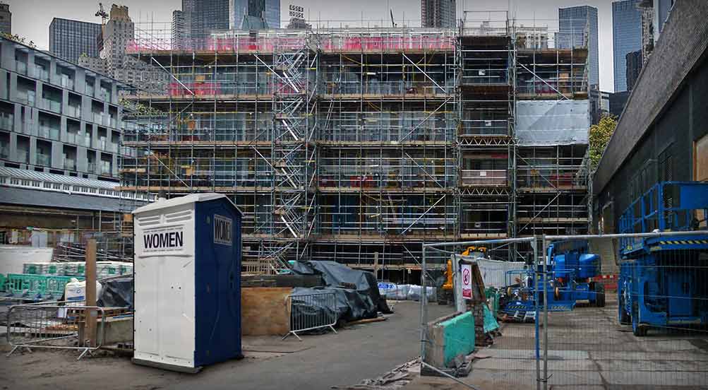 The Women’s Flush Portable Toilet Near Construction Site