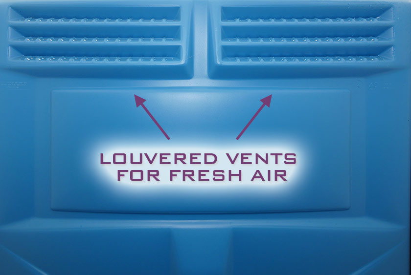 LOUVERED VENTS ON THREE SIDES FOR FRESH AIR
